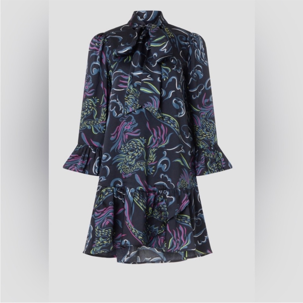 Kate Spade Lunar New Year Dragons Tie-neck Dress